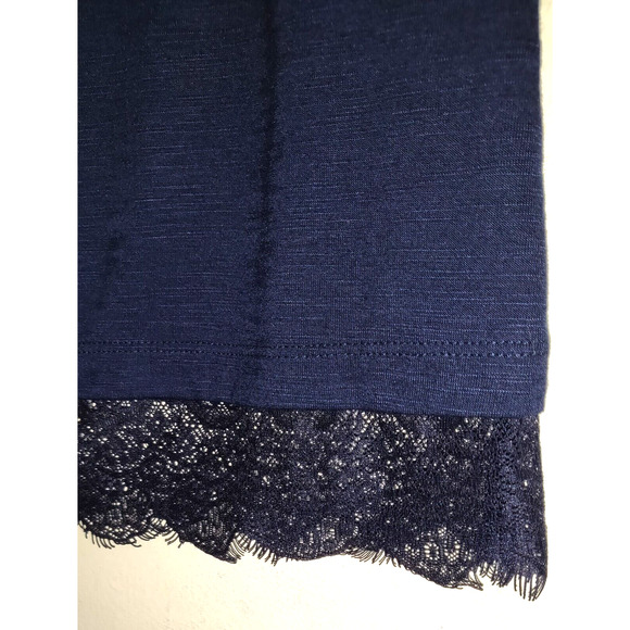 New York & Co Tank Top Sz L NAVY BLUE Vintage Y2K Bella Swan Lace Cami LARGE NY - Picture 3 of 9